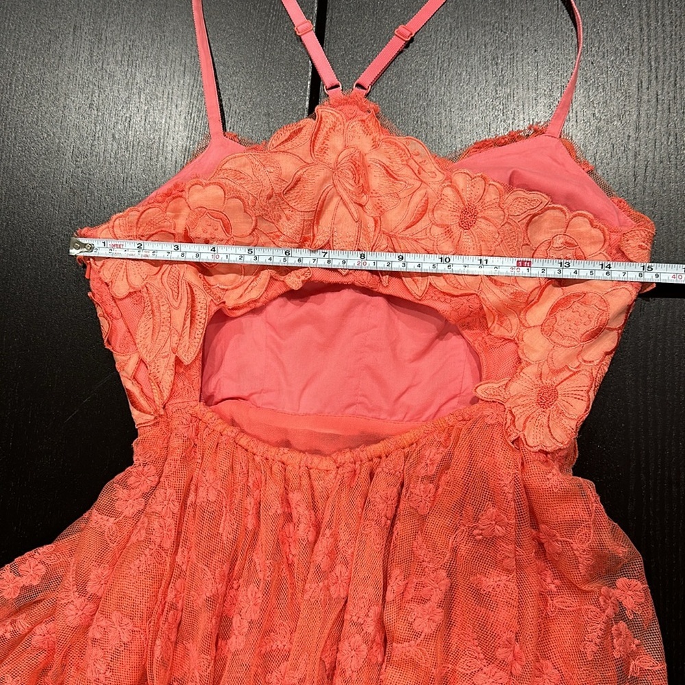 Free People Coral Flower Embroidered Tiered Lace Open Back Maxi Dress - 4 - Picture 11 of 15